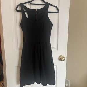 Elegant Black Dress Racerback zipper pockets fitted bodice balletcore Size S
